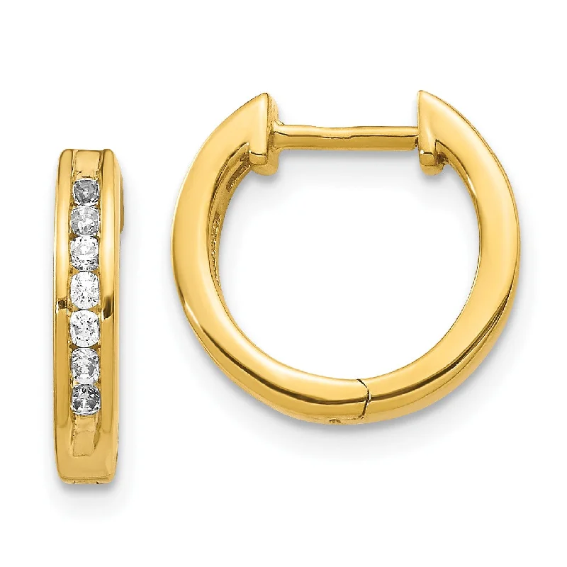 Funky Earrings for Teens-1/4 CTW Diamond Hoop Earrings in 14KT Yellow Gold