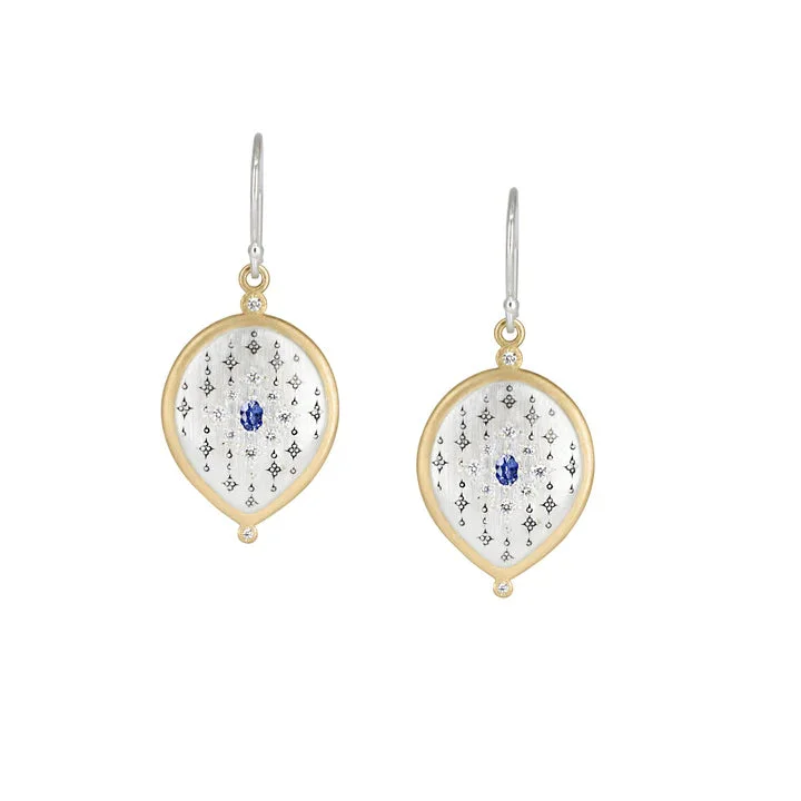 Handmade Silver Earrings-Sapphire & Diamond Equinox Earrings