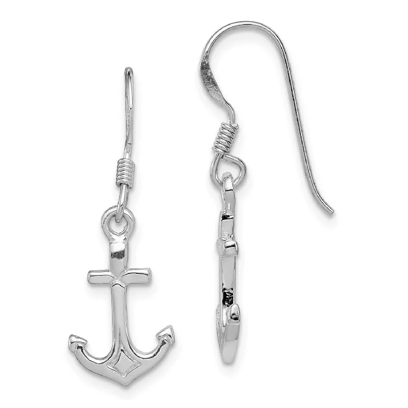 Custom Diamond Earrings-Sterling Silver 30X10MM Anchor Earrings