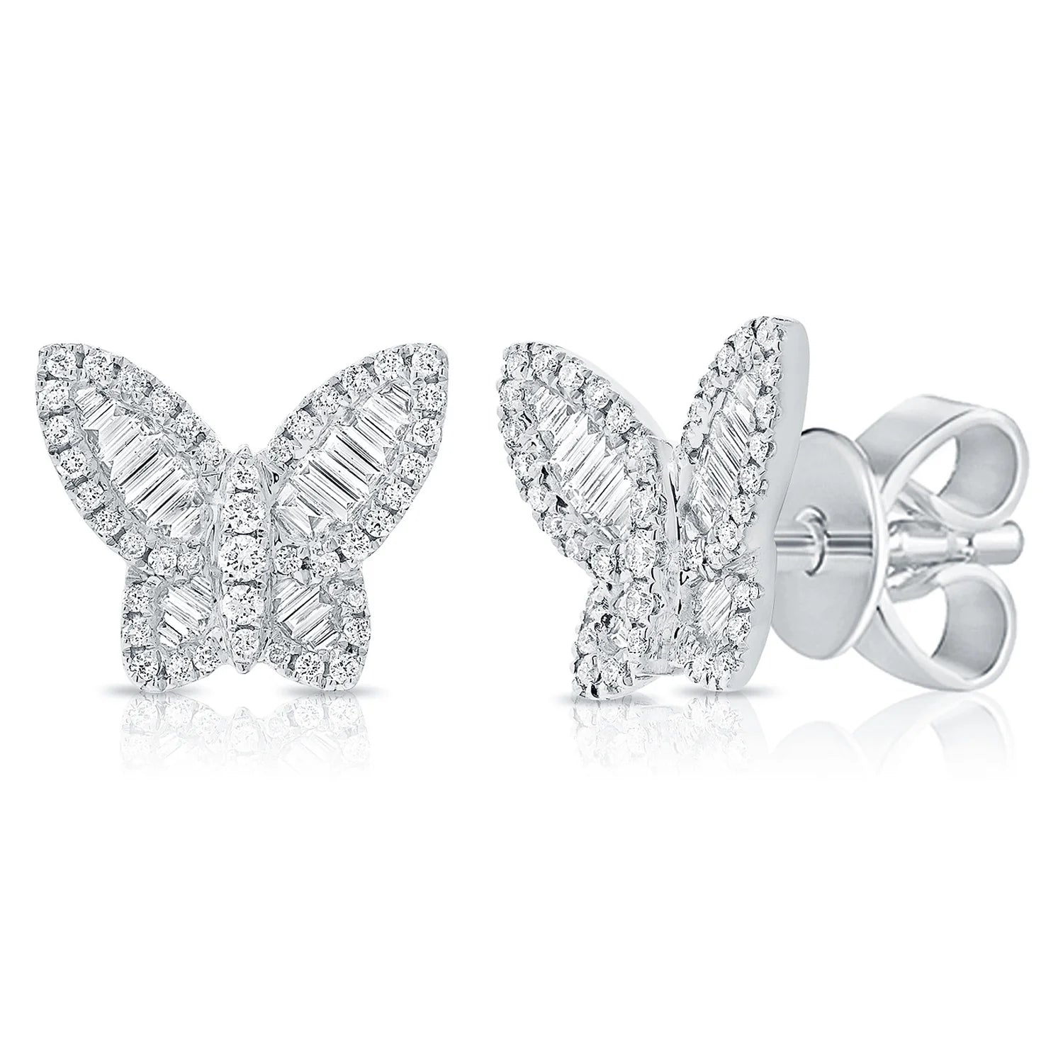 Vintage Wedding Earrings-0.45cts Diamond Butterfly Studs