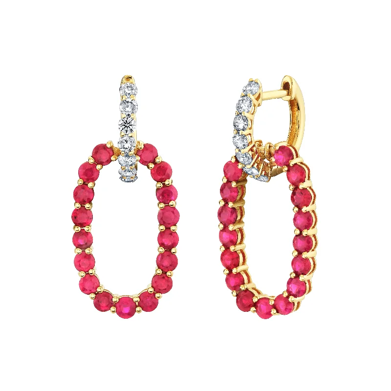 Modern Bridal Earrings-Ruby Oval Drop Earrings