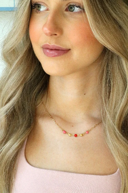 Bridal Necklace with Rubies-love for LA necklace { gold filled }