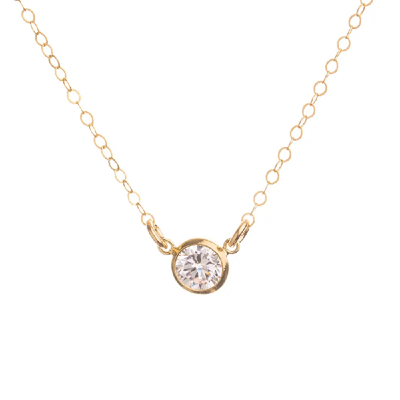 Gold Chain Necklace for Women-Gold Cubic Zirconia Necklace