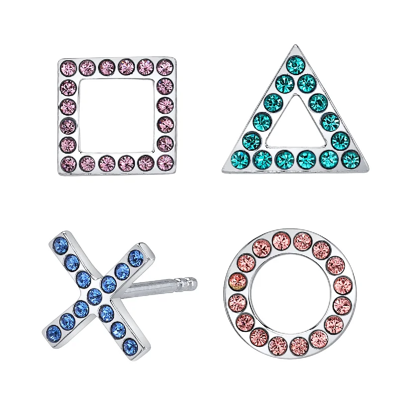 High-End Earrings for Weddings-PlayStation X RockLove PLAYSTATION Crystal Shapes Stud Earrings