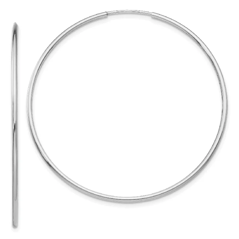 Modern Stud Earrings-14KT White Gold 47X1.2MM Hoop Earrings