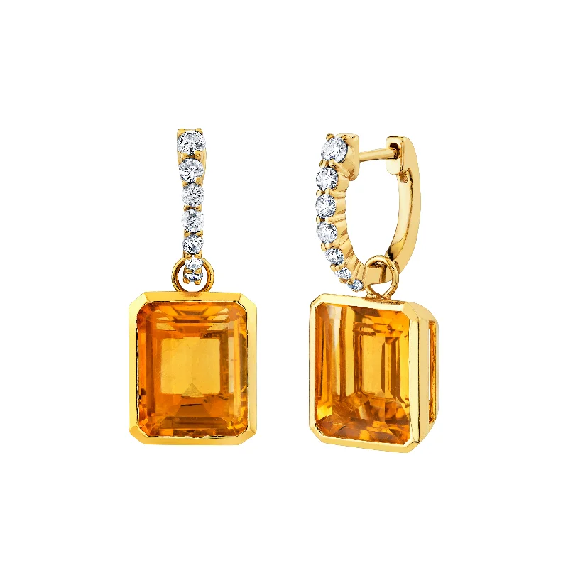 Elegant Bridal Earrings-Citrine Drop Earrings