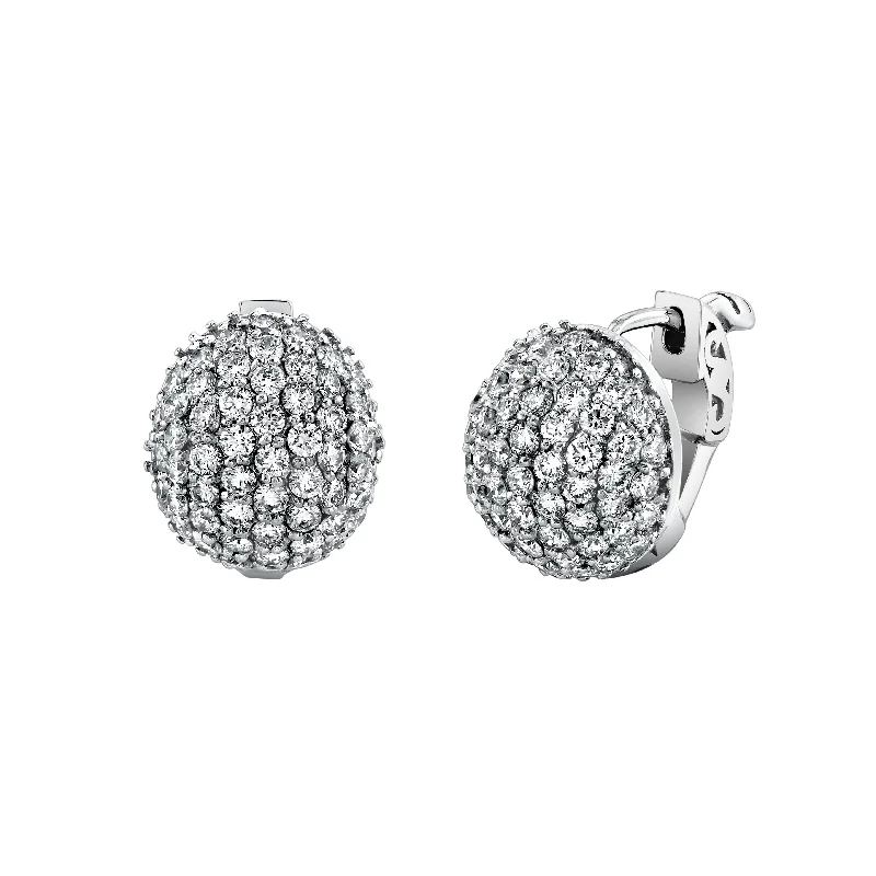 Small Dangle Earrings-Pavé Dome Huggies