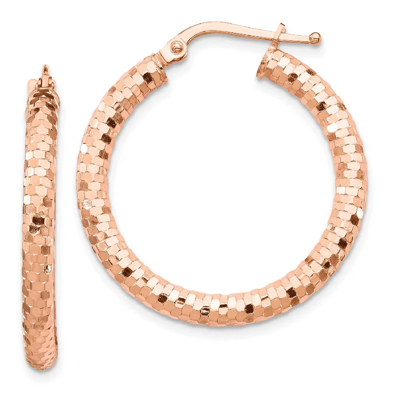 Colorful Drop Earrings-14KT Rose Gold 20X3MM Diamond-cut Hoop Earrings