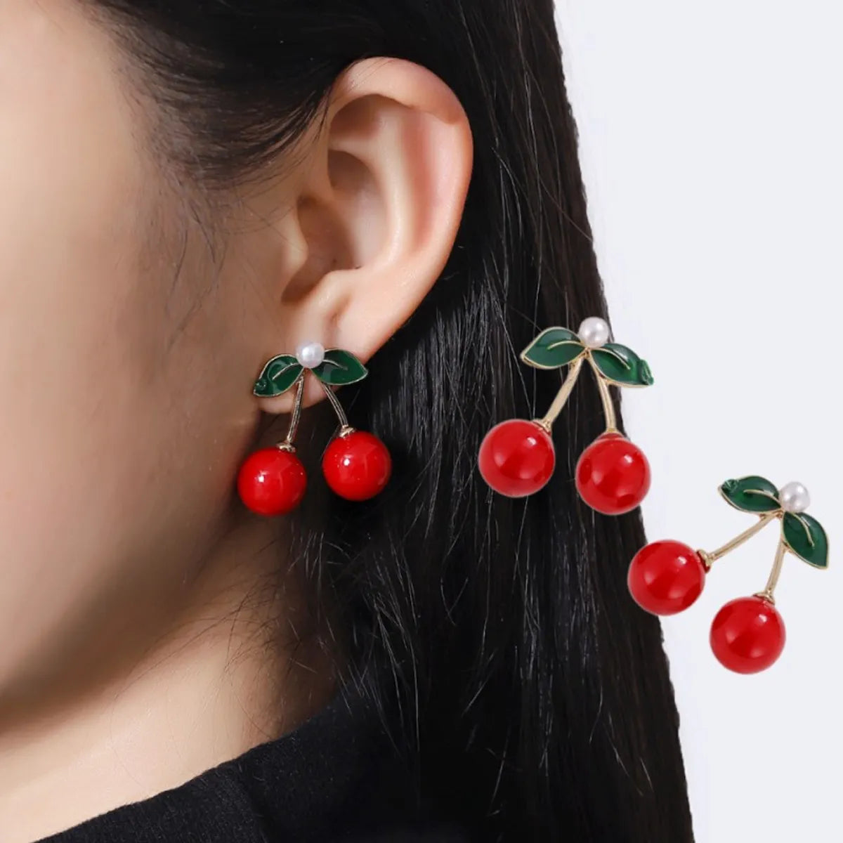 Beaded Dangle Earrings-1 Pair Sweet Fruit Plating Alloy Ear Studs