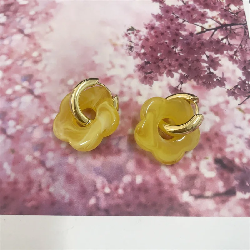 Yellow Flower Ear Clips