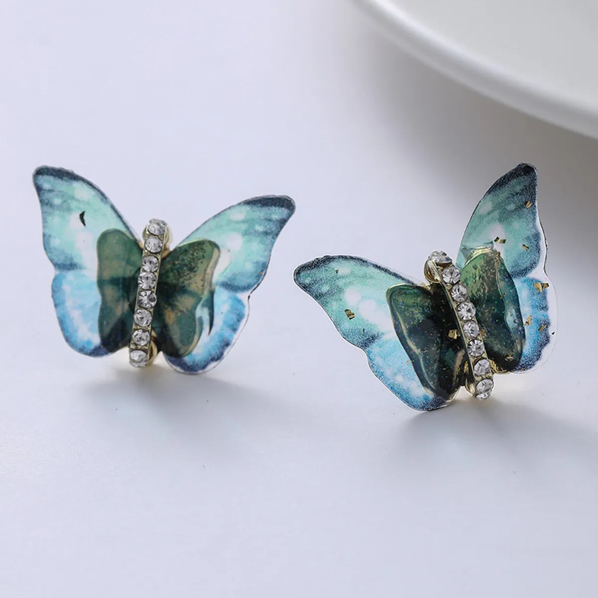 Colorful Drop Earrings-1 Pair Fairy Style Butterfly Plating Inlay Metal Zircon Gold Plated Ear Studs