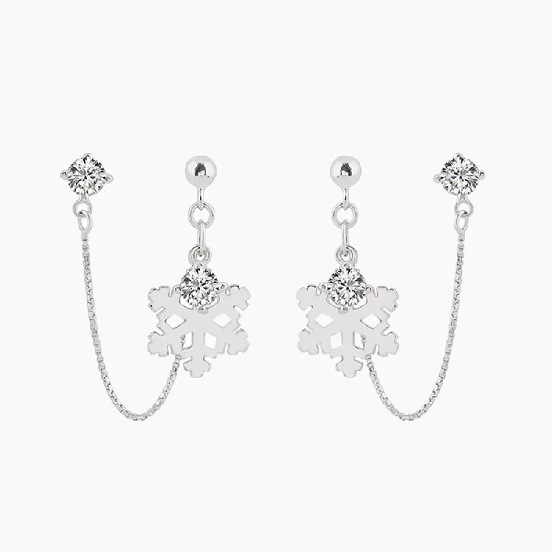 Elegant Jewelry Earrings-925 Sterling Silver Snowflake Earrings