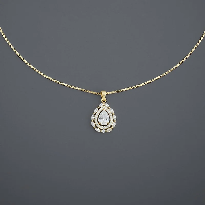 Gold Necklace with Sapphires-Trendy Necklace 184027