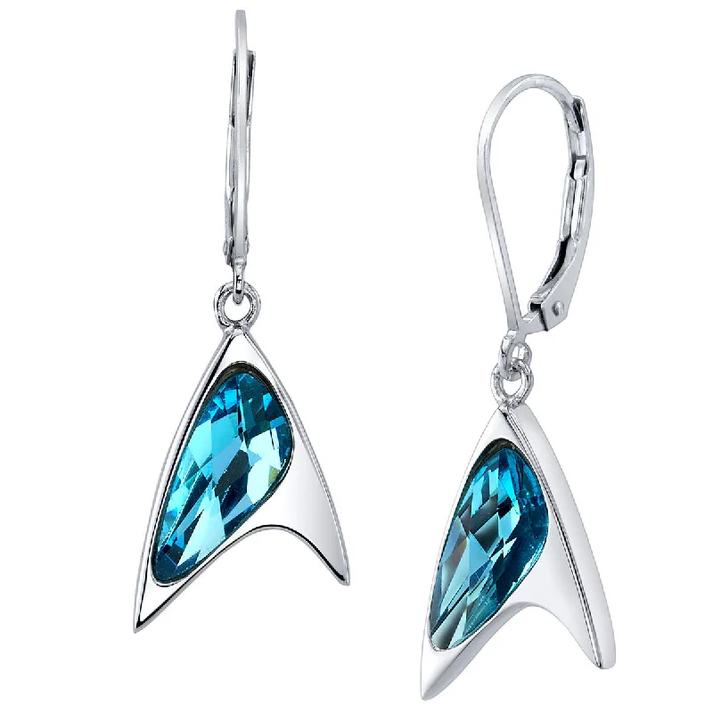 Designer Earrings for Special Occasions-Star Trek X RockLove Blue Crystal Delta Earrings