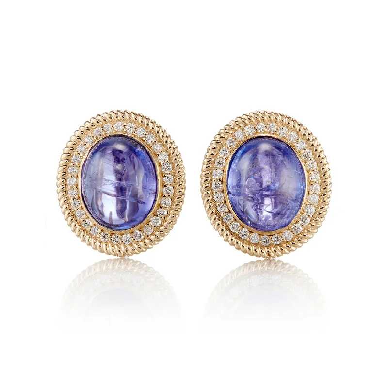 Dazzling Drop Earrings-Tanzanite & Diamond Corrugated Earrings