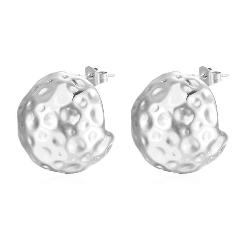 Beating Pattern Ball Earrings Steel Color