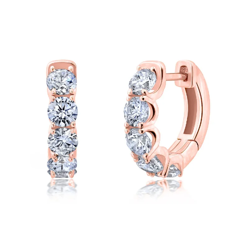 Custom Engraved Earrings-Crislu 18KT Rose Gold Plated Huggies