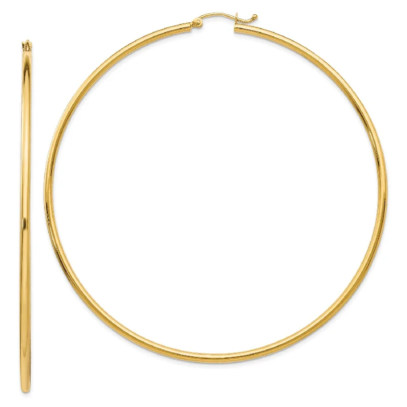 Luxury Drop Earrings-14KT Yellow Gold 75X2MM Hoop Earrings