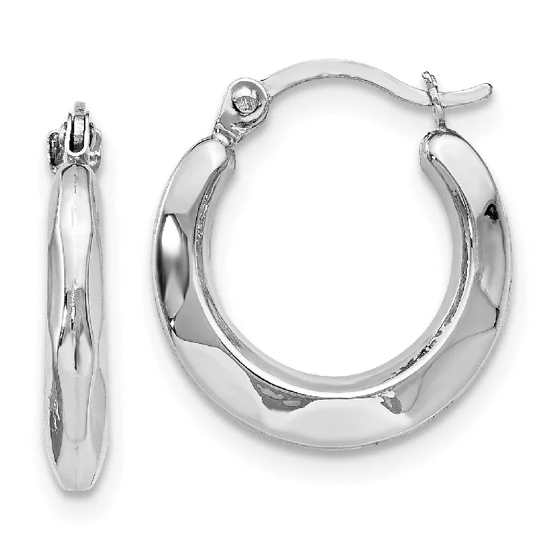 Cute Butterfly Earrings-14KT White Gold 15MM Hinged Hoop Earrings