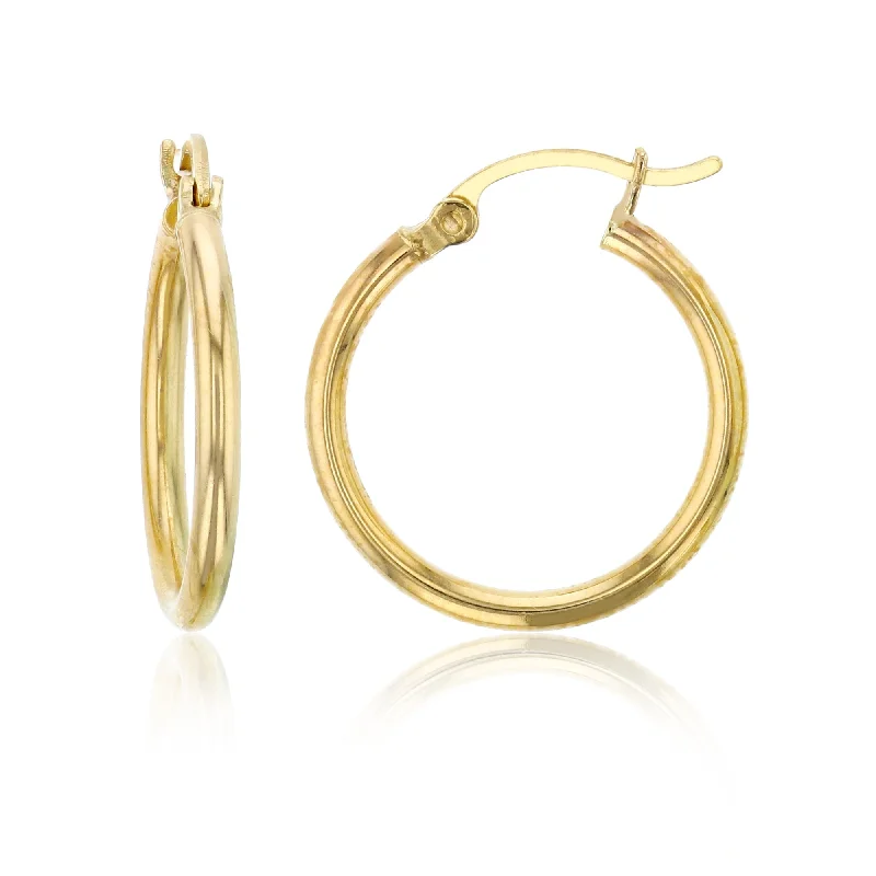 Artistic Drop Earrings-10KT Yellow Gold 2X20MM Hoop Earrings