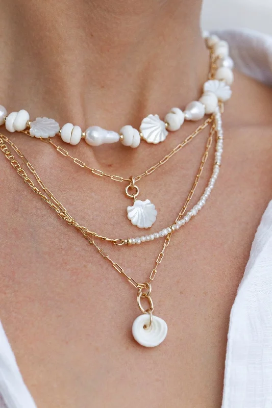 Double Chain Necklace-Seashell Chain Necklace - Kainalu