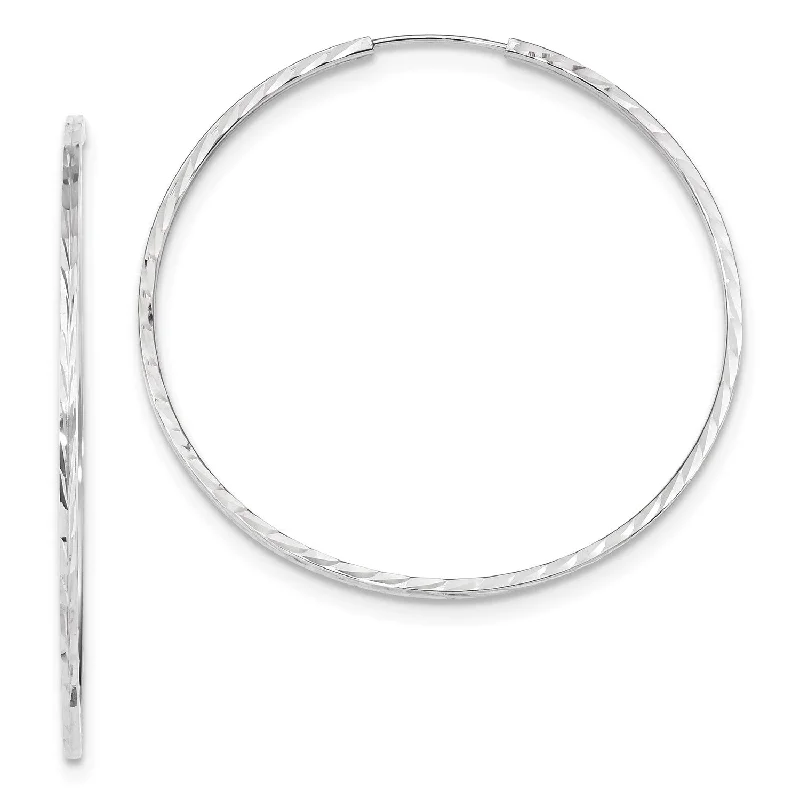 Swarovski Crystal Earrings-14KT White Gold 50X1.35MM Diamond-cut Endless Hoop Earrings