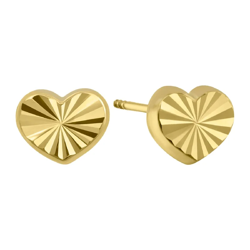 Trendy Earrings for Bridesmaids-14KT Yellow Gold Heart Earrings