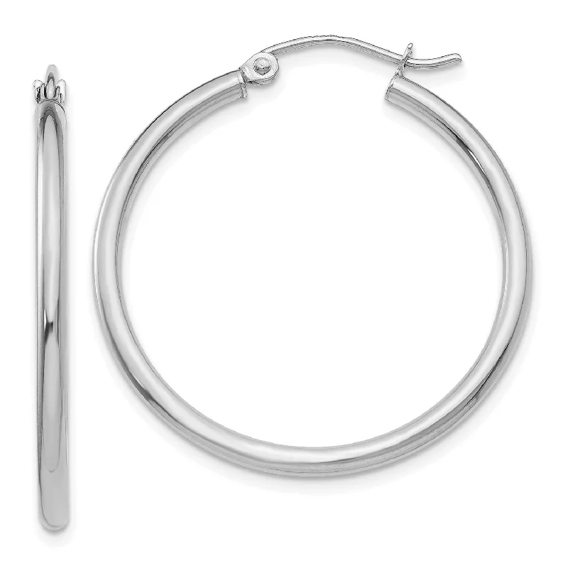 Party Earrings for Bridesmaids-14KT White Gold 30X2MM Hoop Earrings