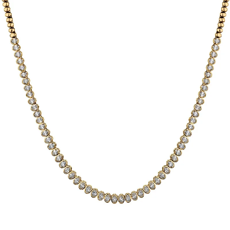 Chunky Statement Necklace-OVAL BEZEL SET DIAMOND TENNIS NECKLACE