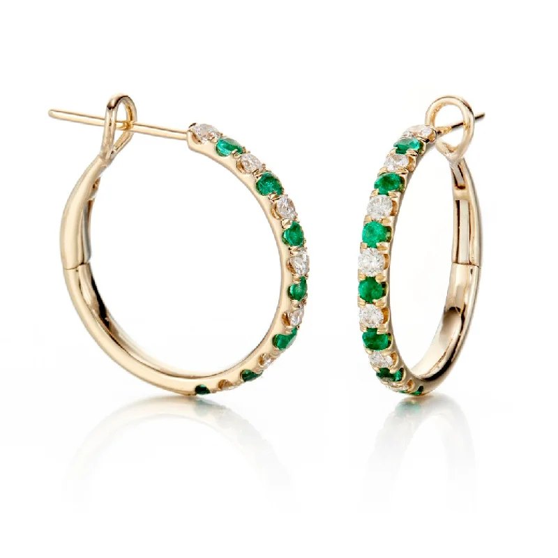 Bridal Earrings with Pearls-Diamond & Emerald Hoop Earrings