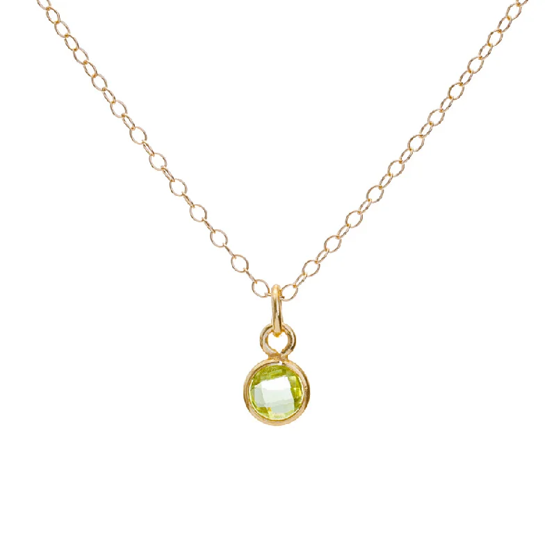 Silver Chain Necklace-Gold Peridot August Birthstone Necklace