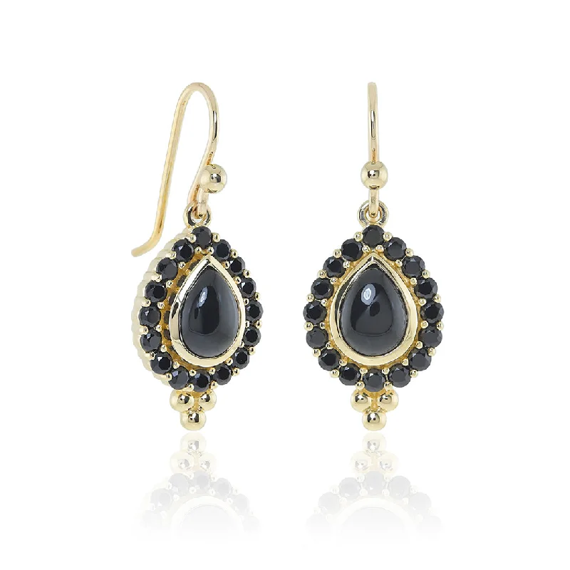 Fashion Earrings for Women-Black Jade & Black Spinel Drop Earrings