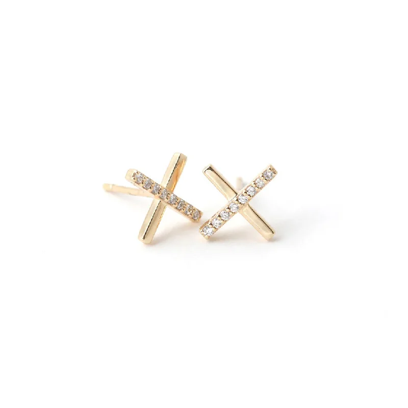 Artistic Earrings for Women-'X Marks the Spot' Diamond Earrings