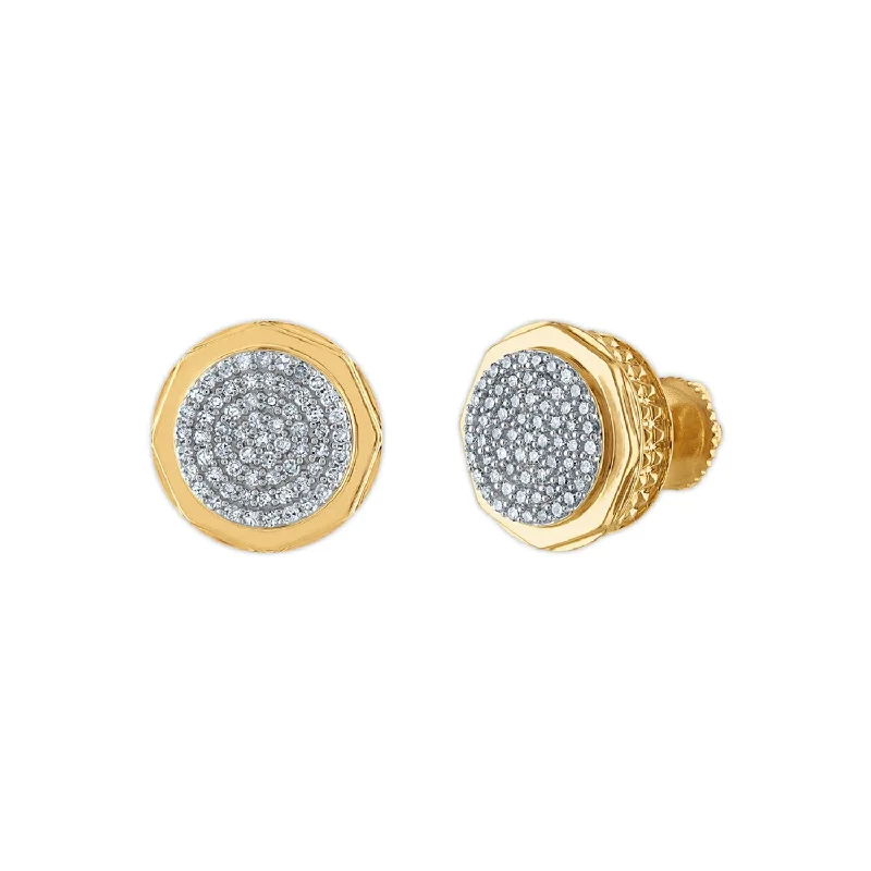 Wedding Earrings with Diamonds-1/2 CTW Diamond Fashion Stud Round Earrings in 10KT Yellow Gold