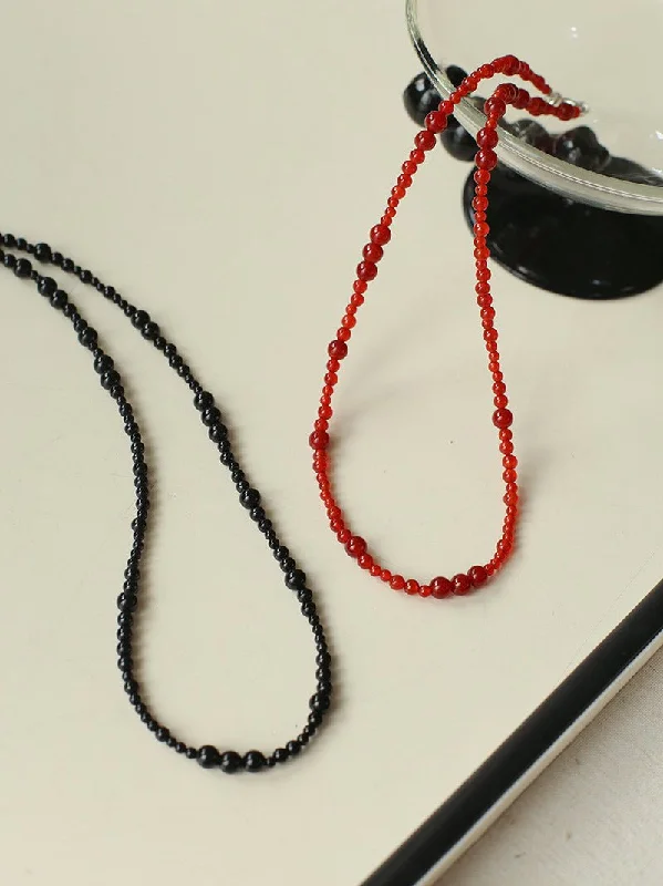 Trendy Necklace for Special Occasions-Size Gradual Change Red Agate Black Agate Short Necklace