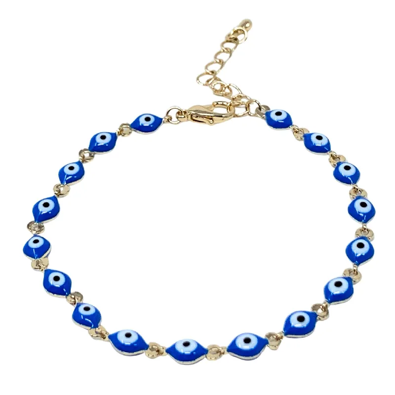 Diamond Bangle Bracelet-Beaded Evil Eye Gold Bracelet