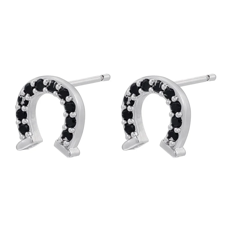 White Gold Color Black Diamond 1 Pair