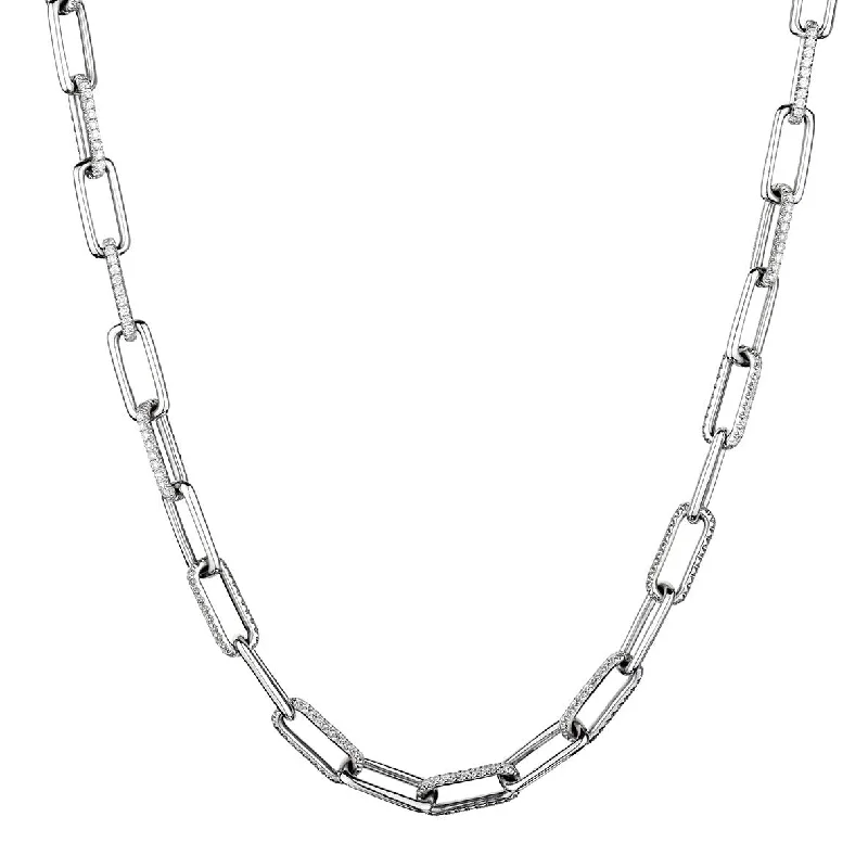 Classic Gold Necklace-DIAMOND OVAL LINK CHAIN NECKLACE