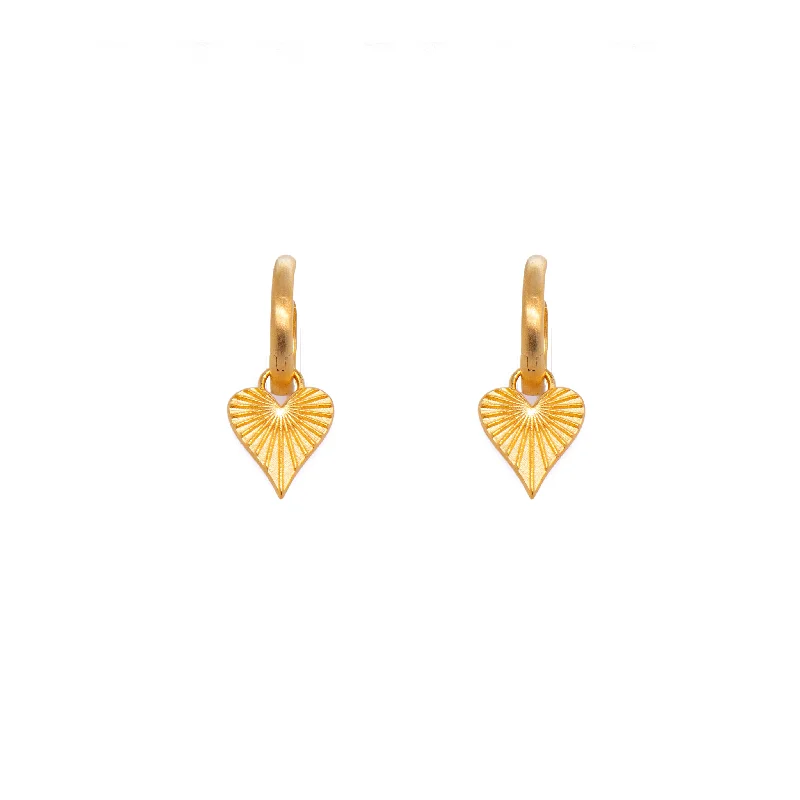 Elegant Bridal Earrings-Heart of Joy Huggie  Earrings 24K Gold Vermeil