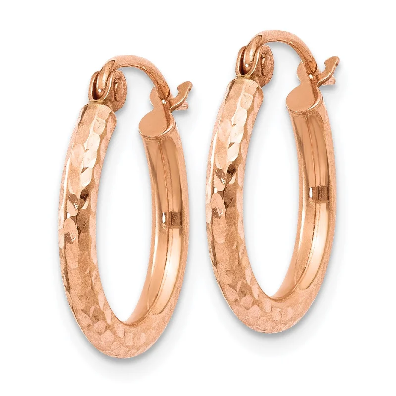 Elegant Gemstone Earrings-14KT Rose Gold 15X2MM Diamond-cut Hoop Earrings