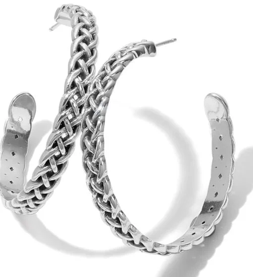 Funky Earrings for Teens-Interlok Braid Large Hoop Earrings By Brighton