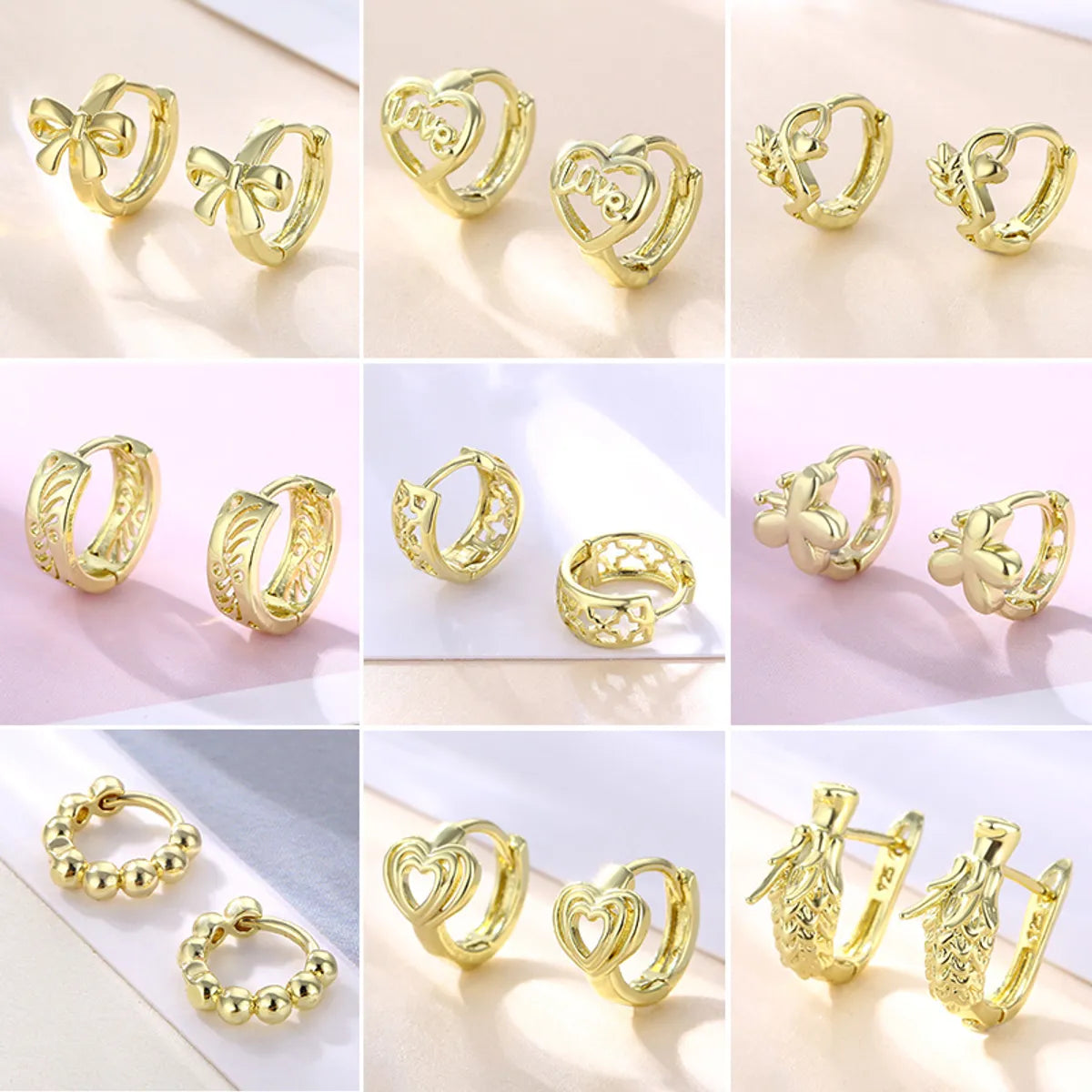 Wedding Earrings with Silver-1 Pair Basic Retro Heart Shape Bow Knot Plating Copper Alloy Brass 18k Gold Plated Ear Studs