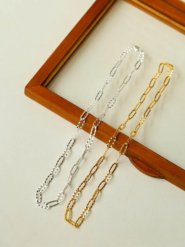 Handmade Gemstone Necklace-Square Cut Chain Choker Necklace Gold Silver