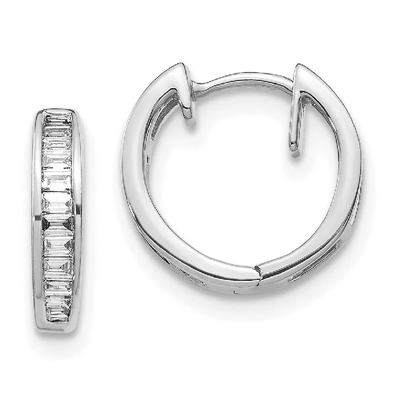 Elegant Wedding Earrings-1/4 CTW Diamond Hoop Earrings in 14KT White Gold