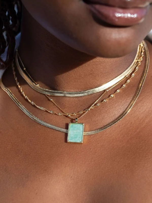 Modern Wedding Necklace-Aquamarine Gemstone Gold Pendant Necklace - Kai