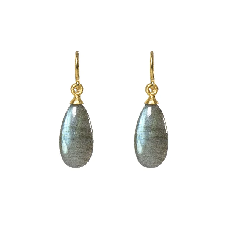 Charming Earrings for Women-French Wire Labradorite Polished Earrings 24K Fair Trade Gold Vermeil