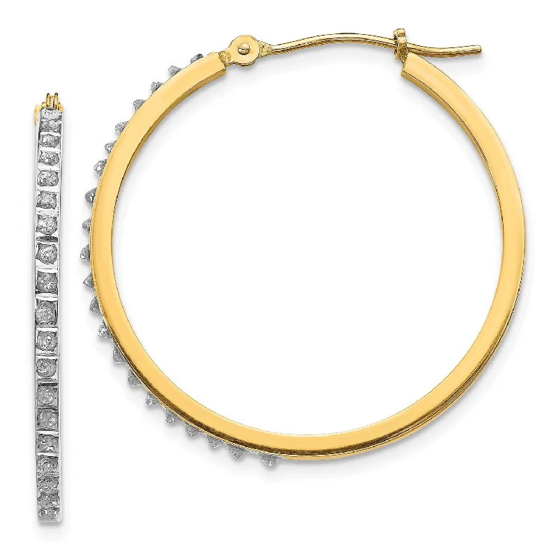 Lightweight Hoop Earrings-Diamond Fascination Hinged Diamond Accent Hoop Earrings in 14KT Yellow Gold