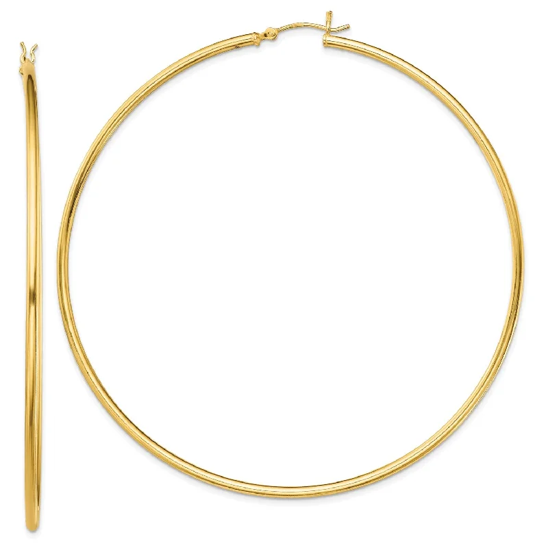 Small Hoop Earrings for Women-Goldtone Sterling Silver 2X80MM Hoop Earrings