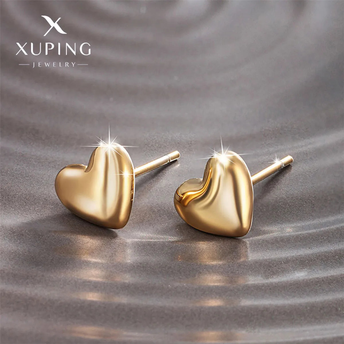 Classic Diamond Earrings-1 Pair Basic Simple Style Heart Shape Plating Stainless Steel 14k Gold Plated Ear Studs