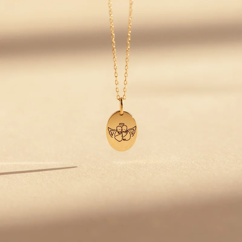 Customizable Gold Necklace-Child Portrait Necklace